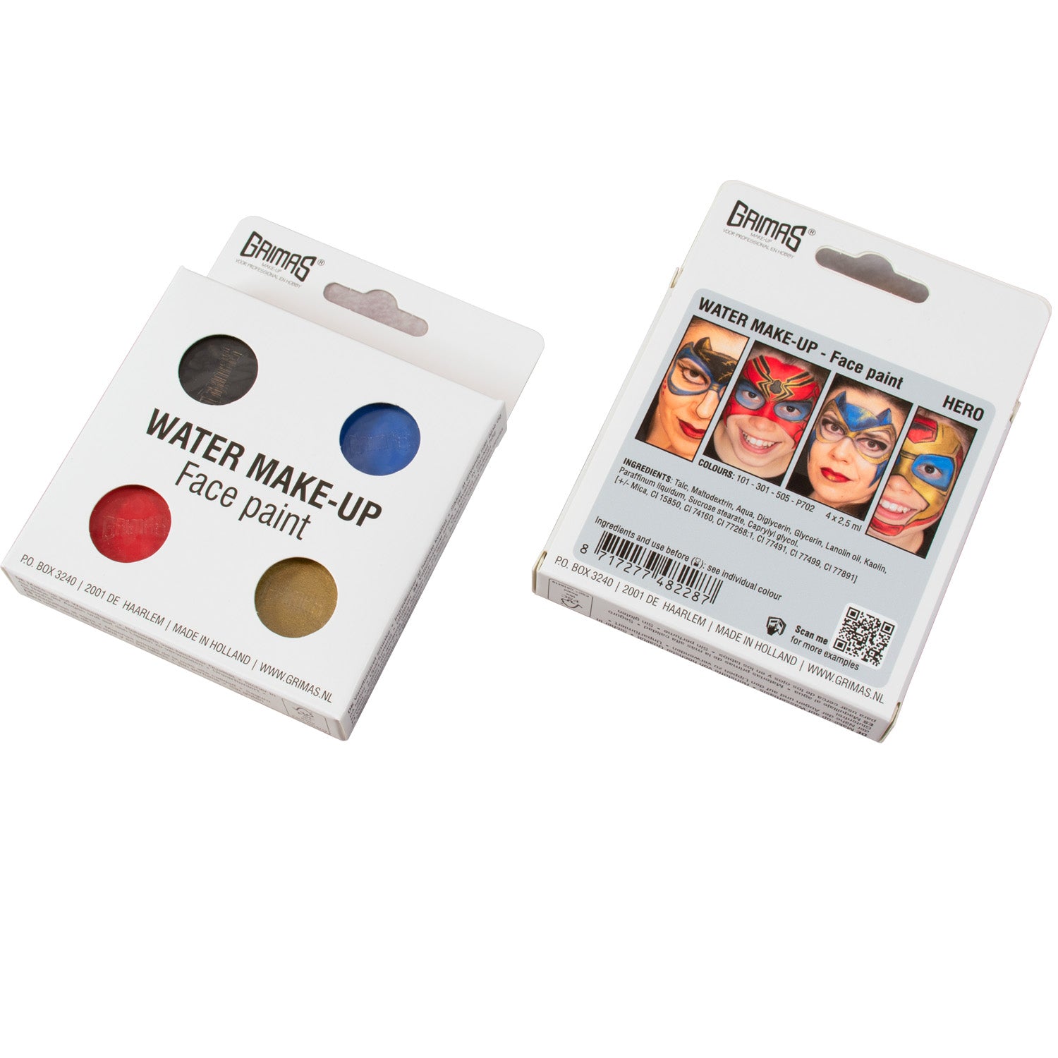 Grimas - Water - Make-Up - Palette - 4 Stuks - The Spotlight Make-Up