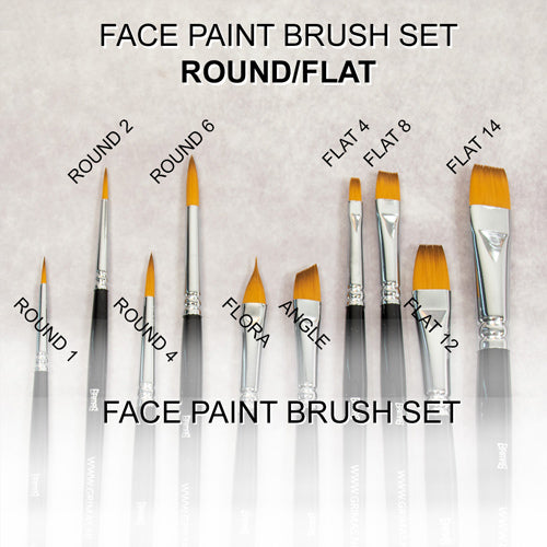 Face Paint Brush Set Round/Flat