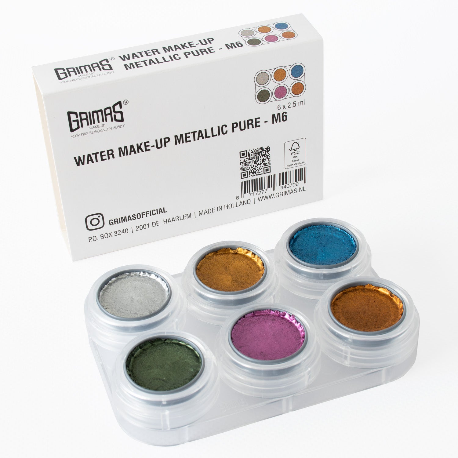 Grimas - Water - Make-Up - Palette - 6 Stuks - The Spotlight Make-Up
