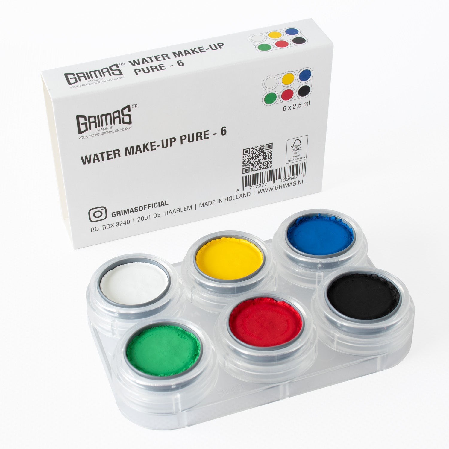 Grimas - Water - Make-Up - Palette - 6 Stuks - The Spotlight Make-Up