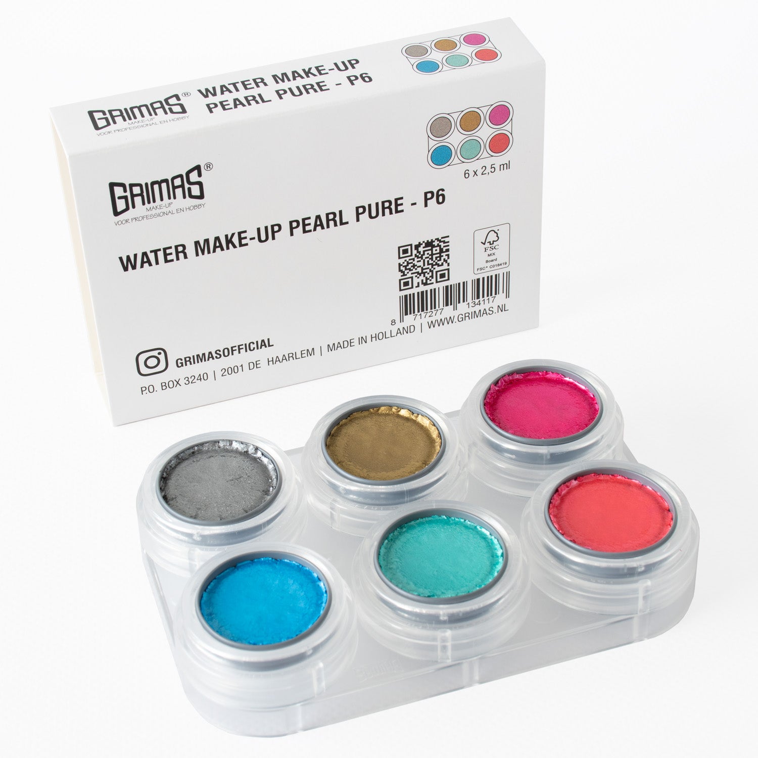 Grimas - Water - Make-Up - Palette - 6 Stuks - The Spotlight Make-Up