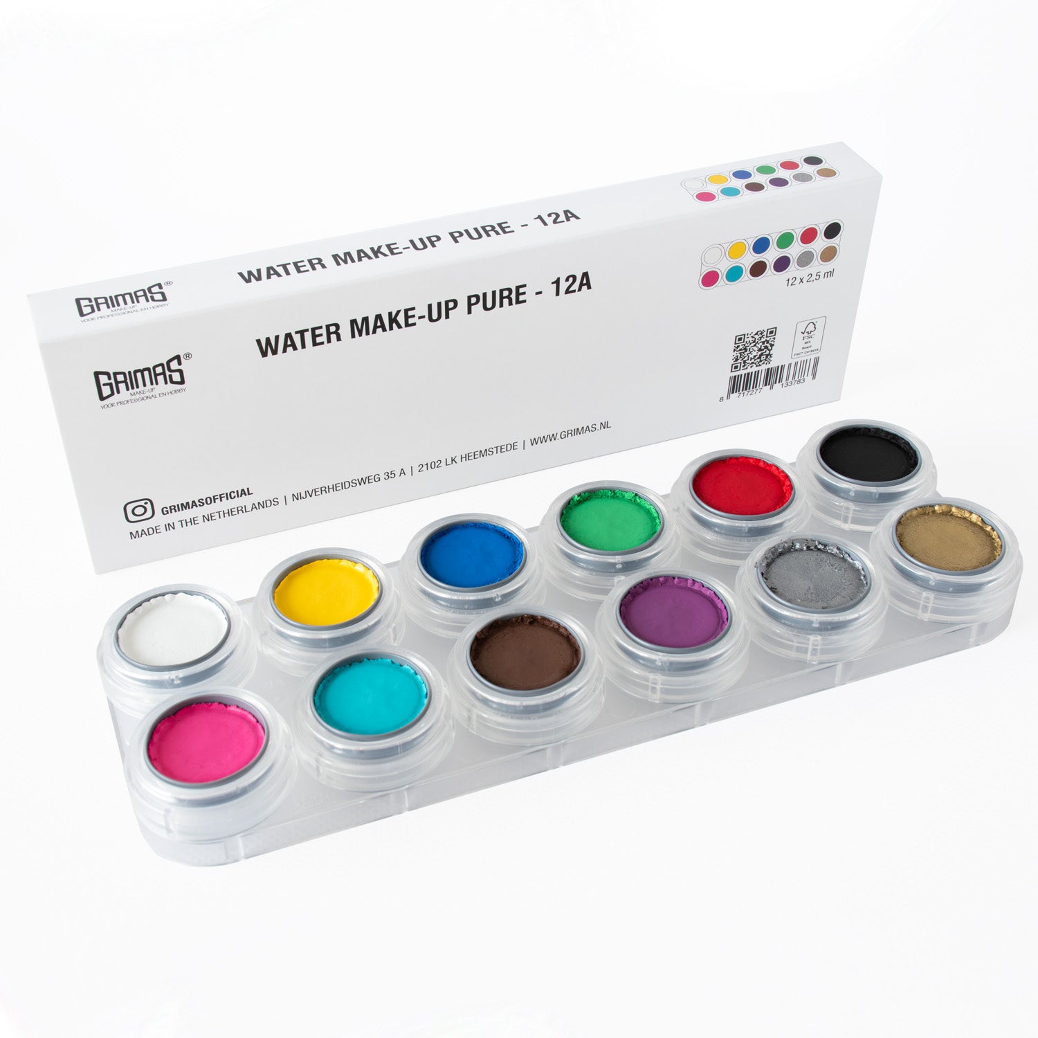 Grimas - Water - Make-Up - Palette - 12 Stuks - The Spotlight Make-Up