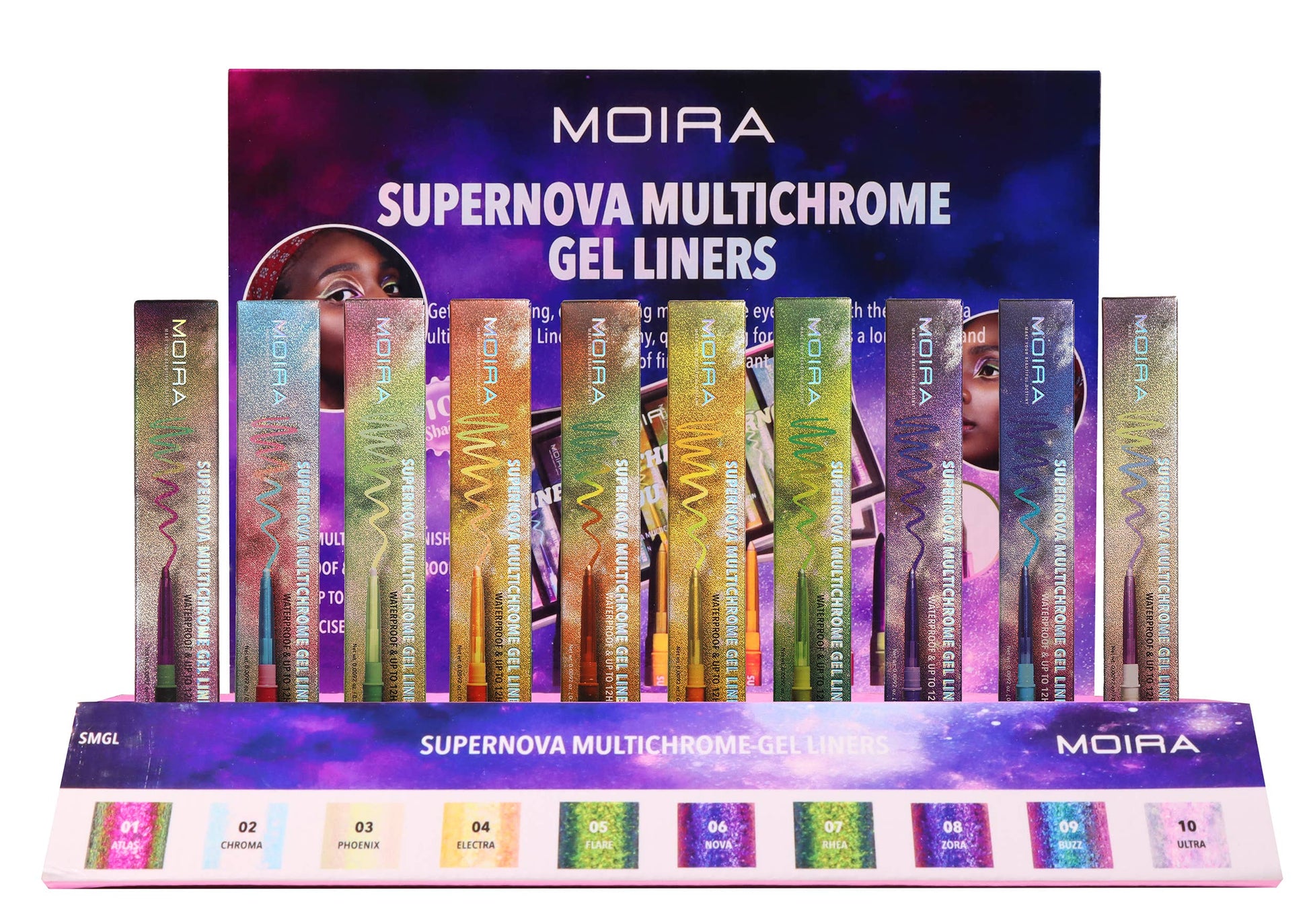 Moira Make-up Display Supernova Multichrome Gel Liner 60 stuks - The Spotlight Make-Up