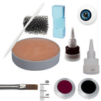 grimas-derma-wax-realistische-special-effects-wax Dermawax spatula, Artificial eye 301, disposable make-up sponges, dermawax 60ml, multi remover 25ml, stoppelsponge, Filmblood D 25ml, water make-up pure 101 &504, R4 Brush